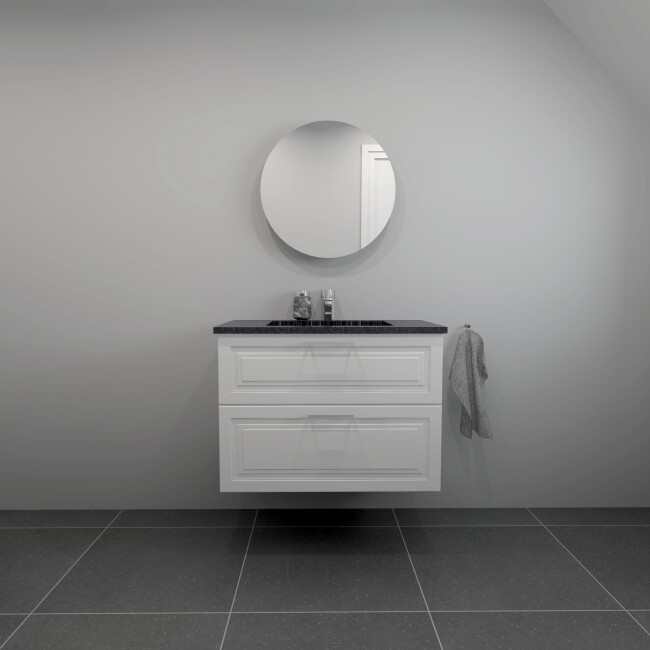 Badsæt 82 cm med Sort Granitex Vask - Fantastisk tilbud!