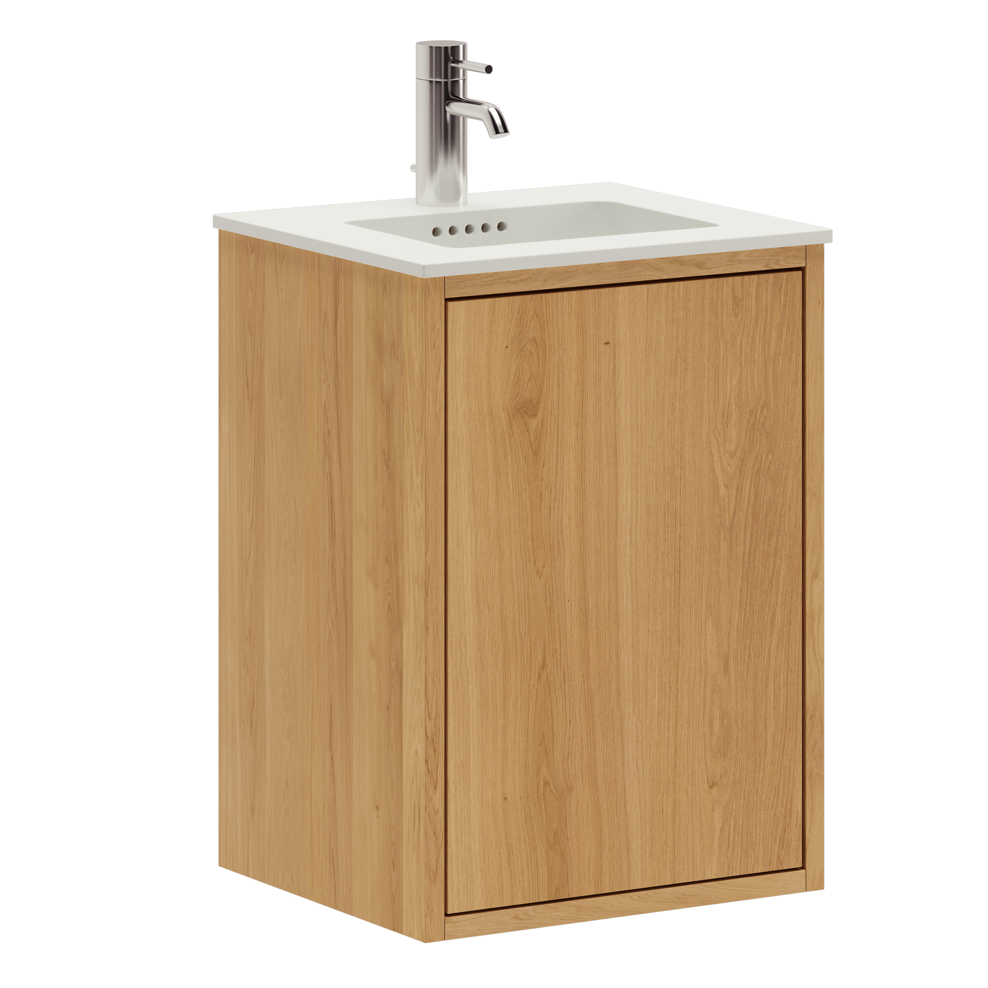 Naturolieret Just Wood Slim Badmøbel med Solid Surface Bordplade