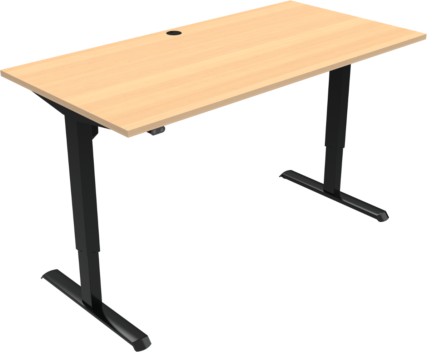 Adaptdesk To-bens Hæve-/Sænkebord - Firkantet i Natur Sort
