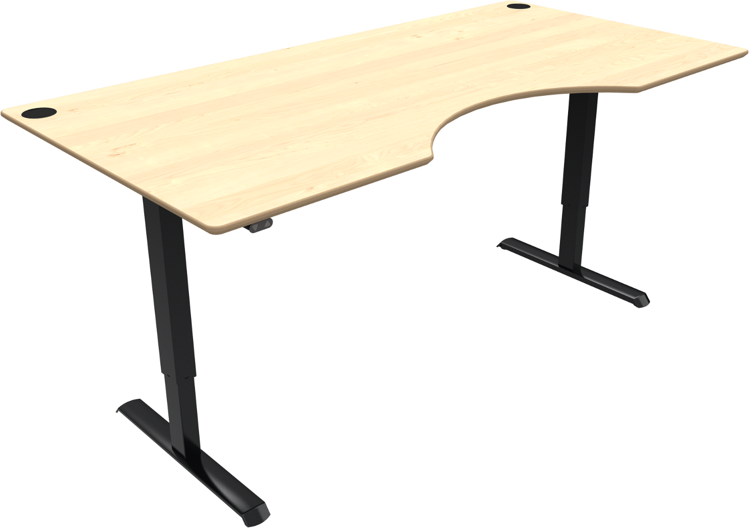 Adaptdesk Hæve-Sænkebord med Centerudskæring - Natur Sort
