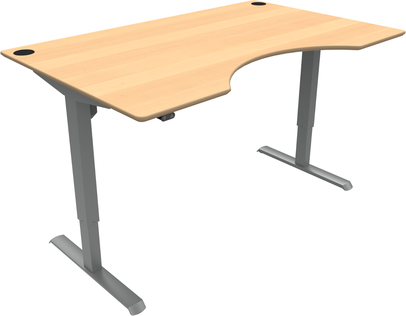 Adaptdesk To-bens Hæve-/Sænkebord i Natur/Sølv
