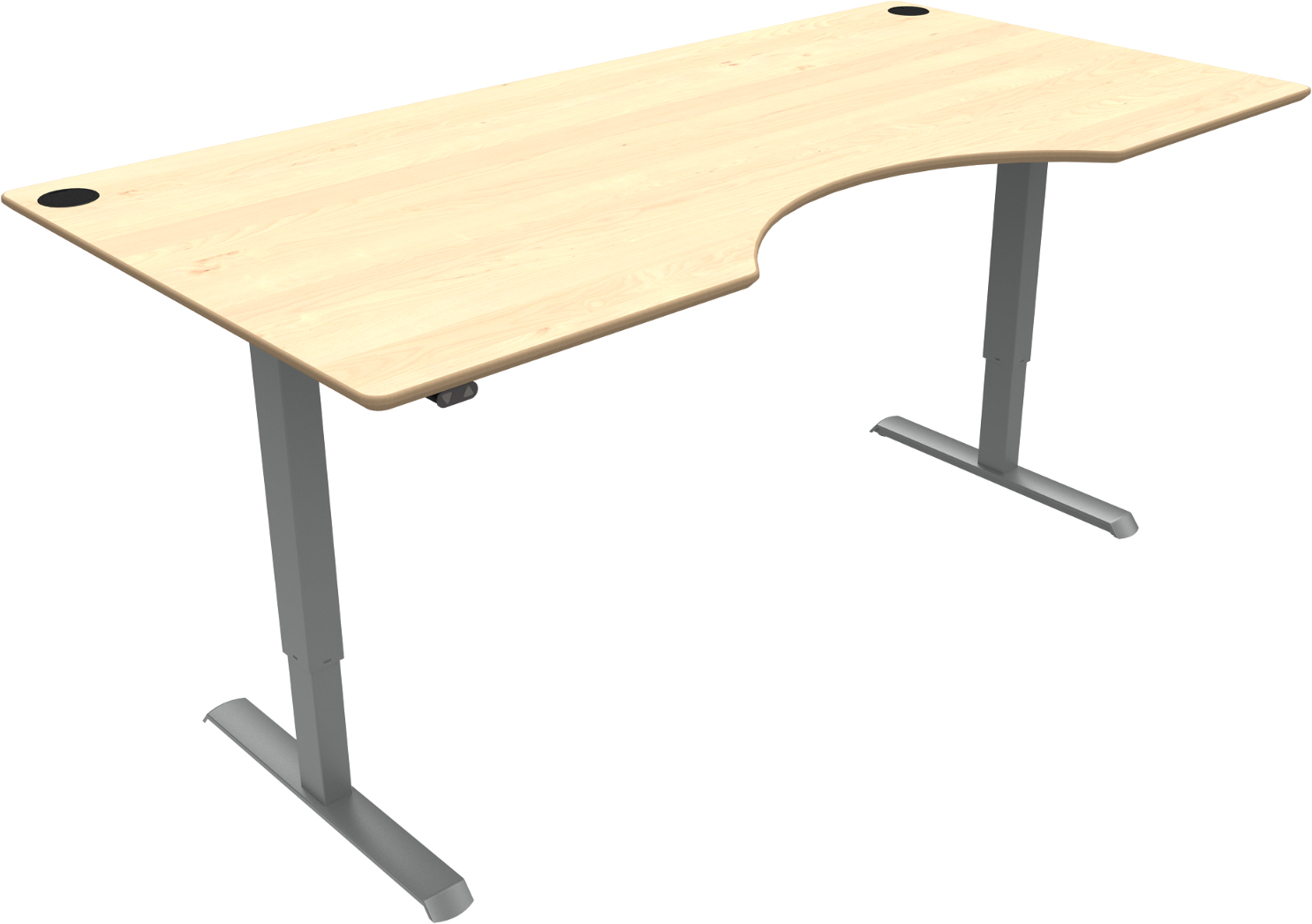 Adaptdesk To-bens Hæve-/Sænkebord i Natur Sølv