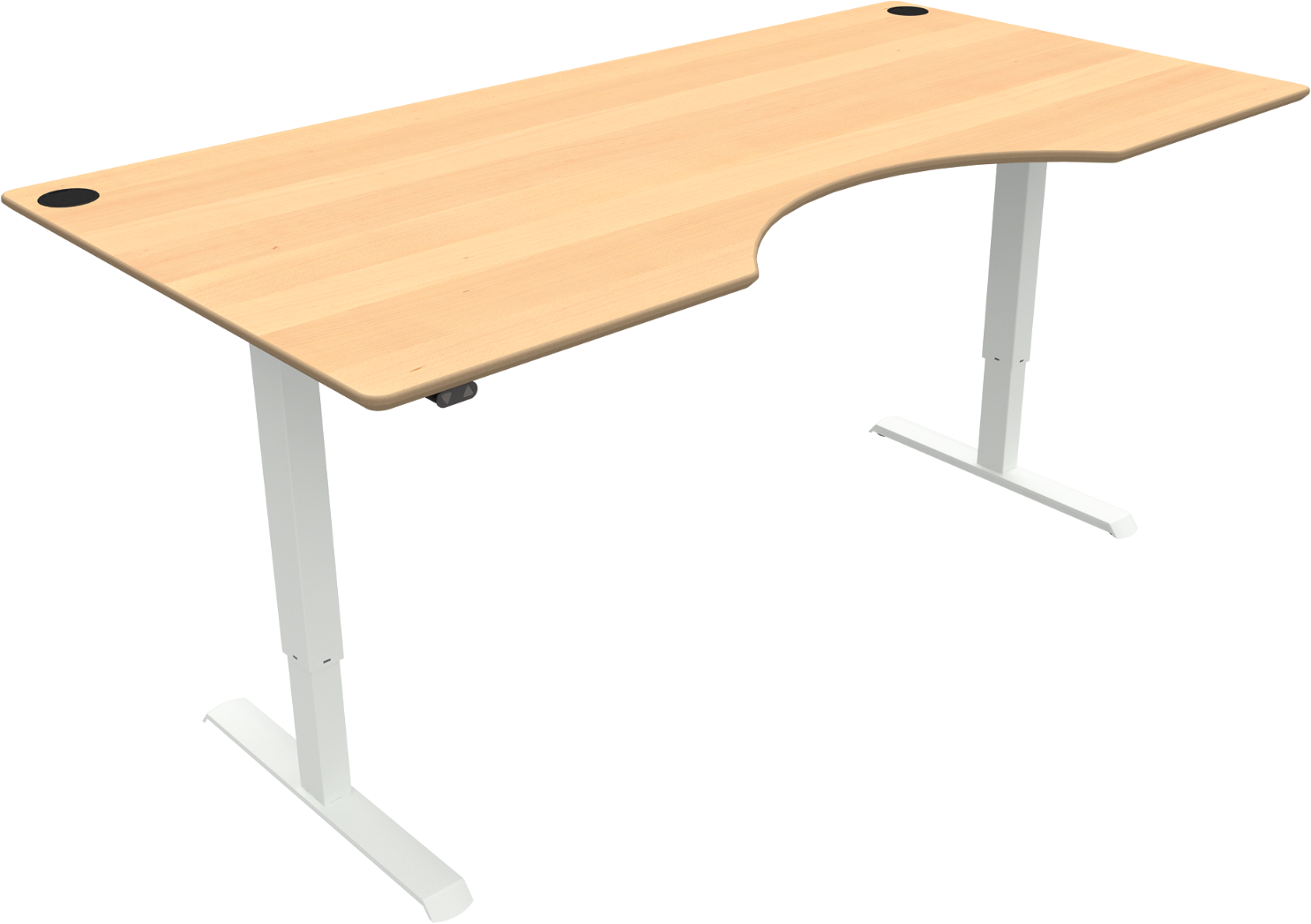 Adaptdesk To-bens Hæve-/Sænkebord i Natur Hvid