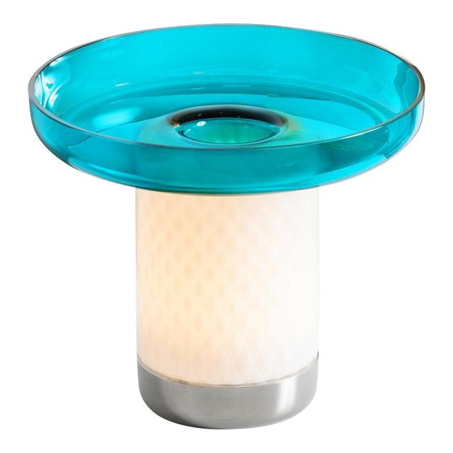Artemide Bontá Transportabel Lampe i Turkis med Glasfad