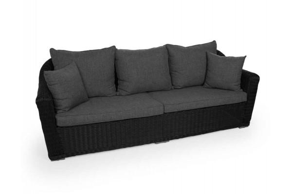 Dallas Sofa i Sort - Luksus Havesofa med Grå Hynder