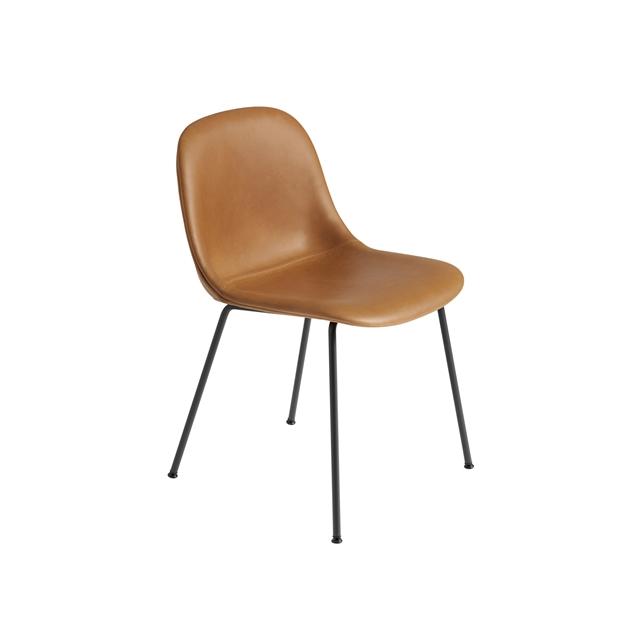 Muuto Fiber Spisebordsstol i Cognac Læder - Black Friday Tilbud