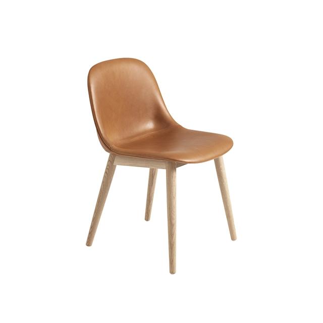 Muuto Fiber Spisebordsstol med Læderpolstring - Cognac