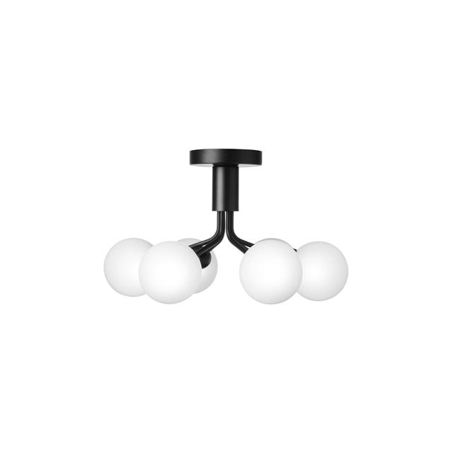 Nuura Apiales Loftlampe i Satin Sort med Opal Glas