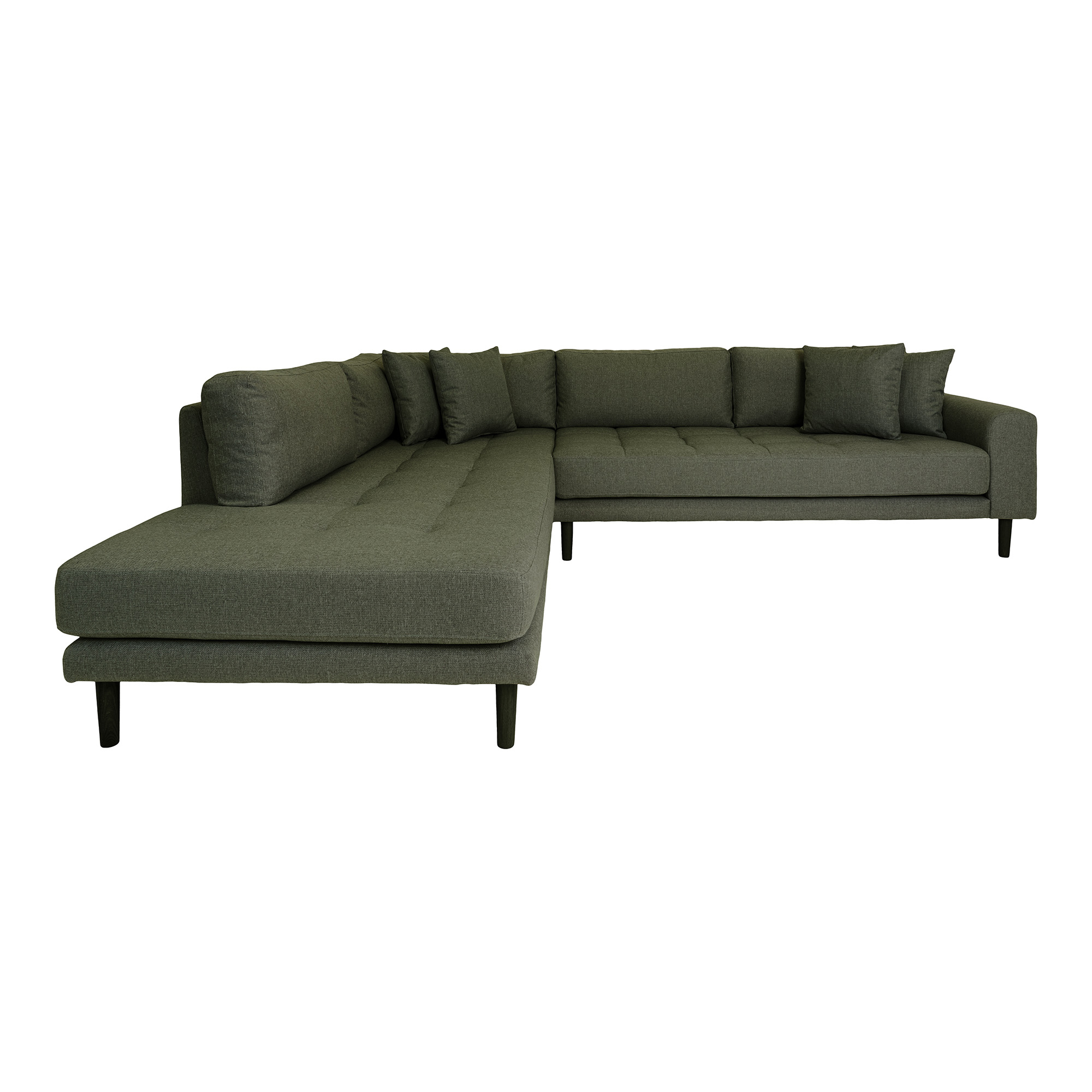 House Nordic Lido Hjørnesofa  Venstrevendt       Puder Olivengrøn Polyester   Sort Træ