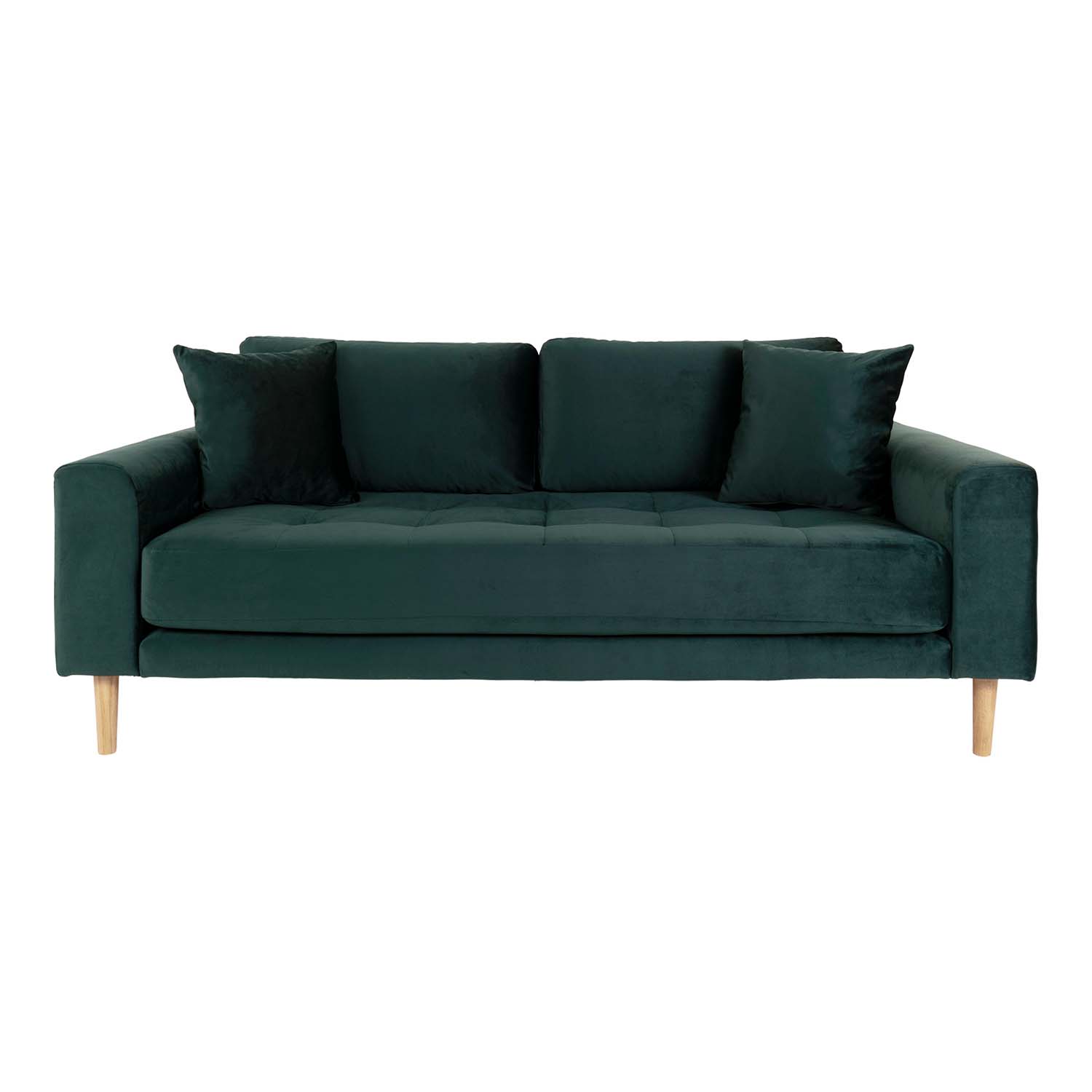 House Nordic Lido     Pers Sofa Mørkegrøn Velour   Natur Træ