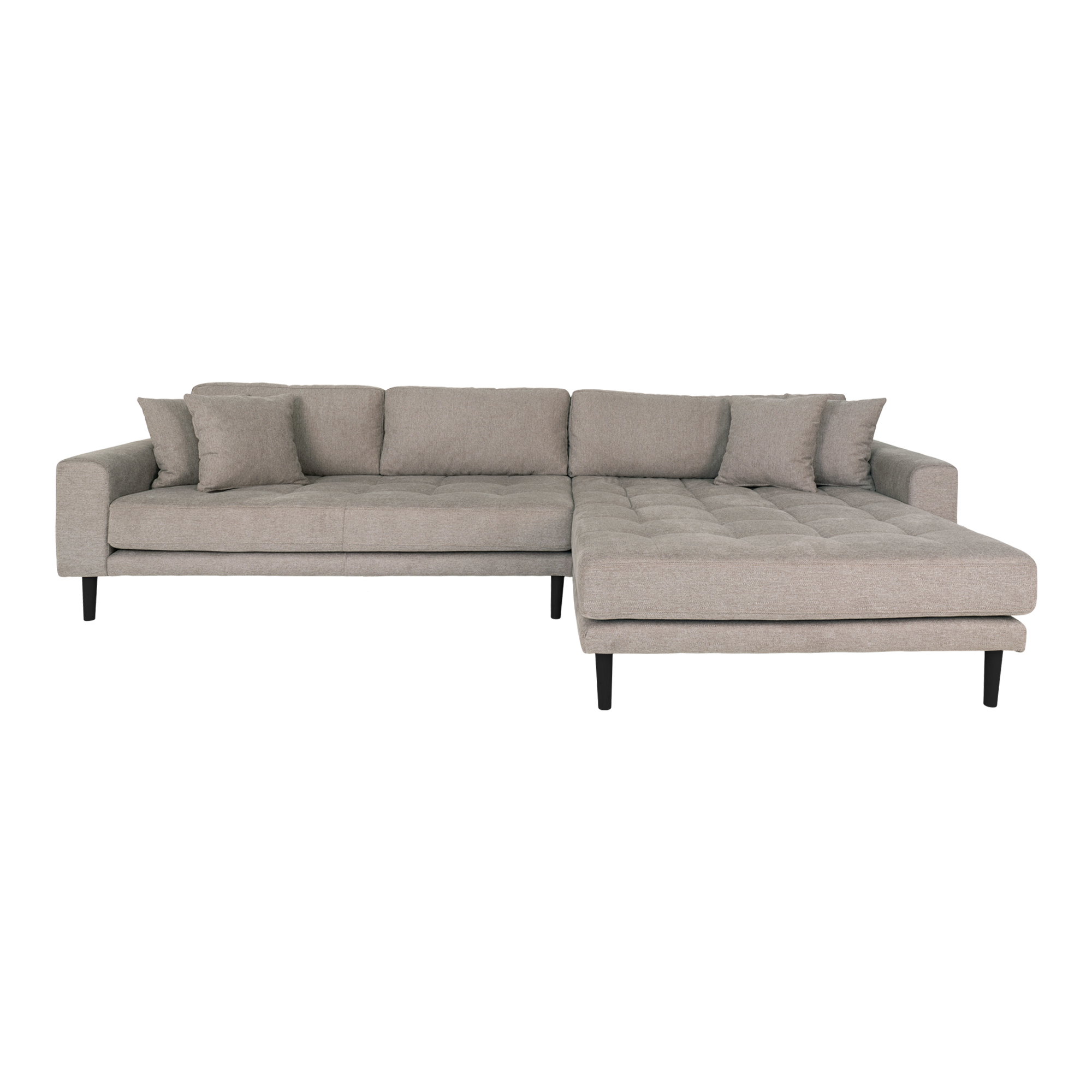 House Nordic Lido Loungesofa  Højre Chaiselong       Puder Stone Polyester   Sort Træ