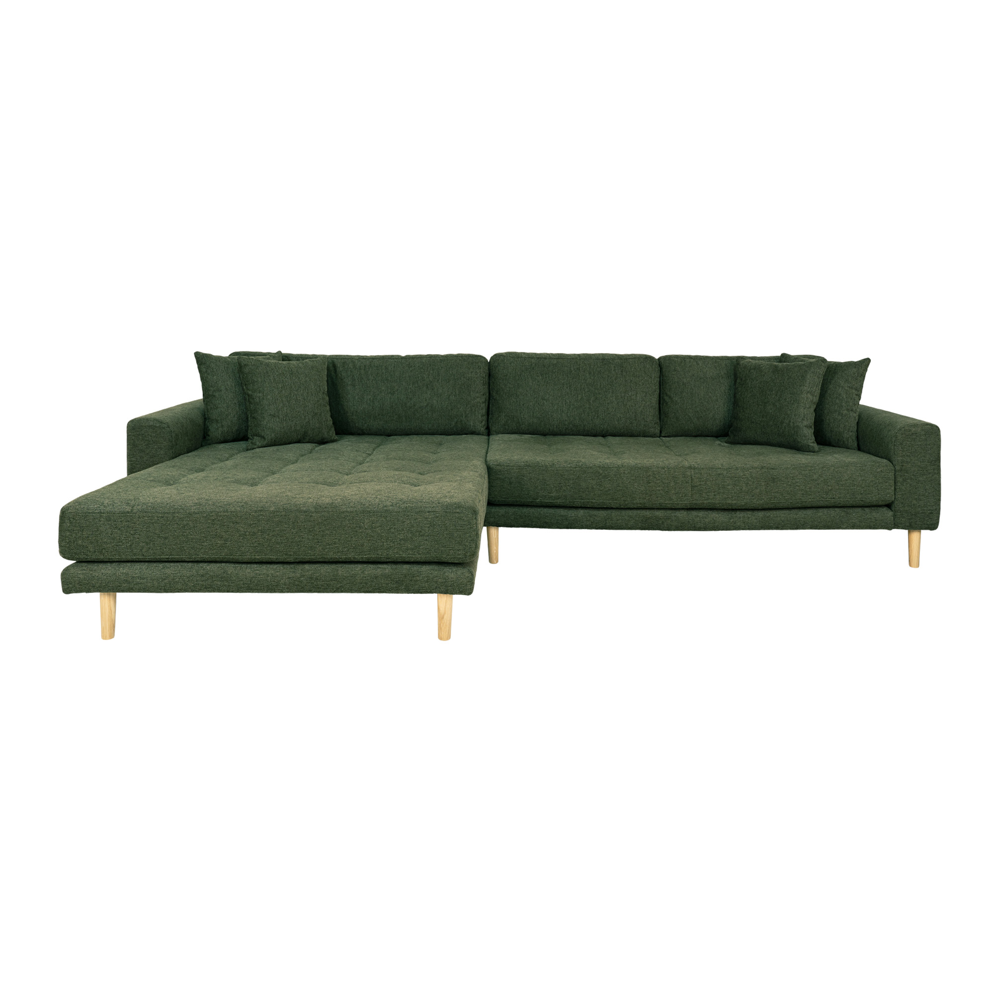 House Nordic Lido Loungesofa     Venstre Chaiselong     Puder Olivengrøn Polyester   Egetræ