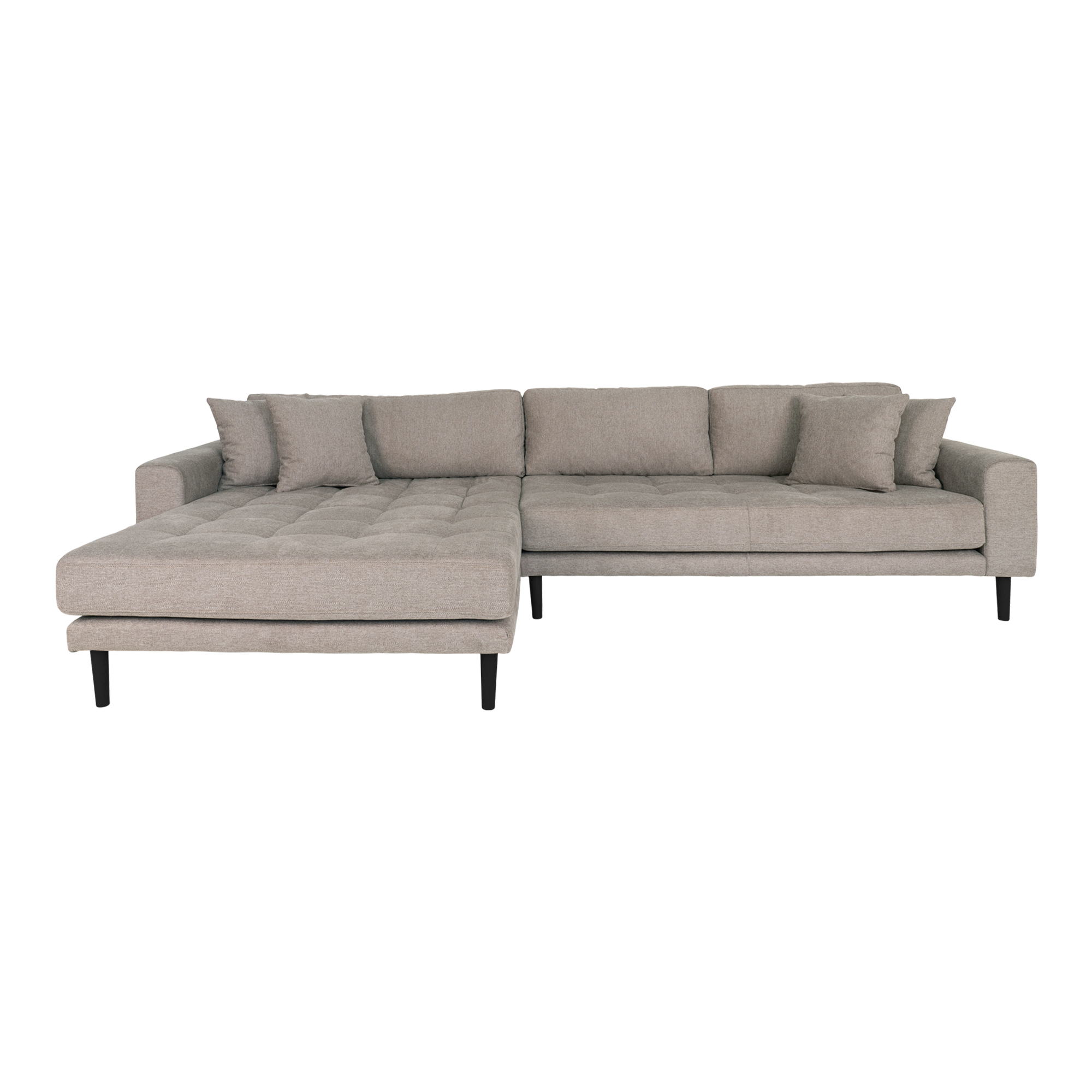 House Nordic Lido Loungesofa  Venstre Chaiselong       Puder Stone Polyester   Sort Træ