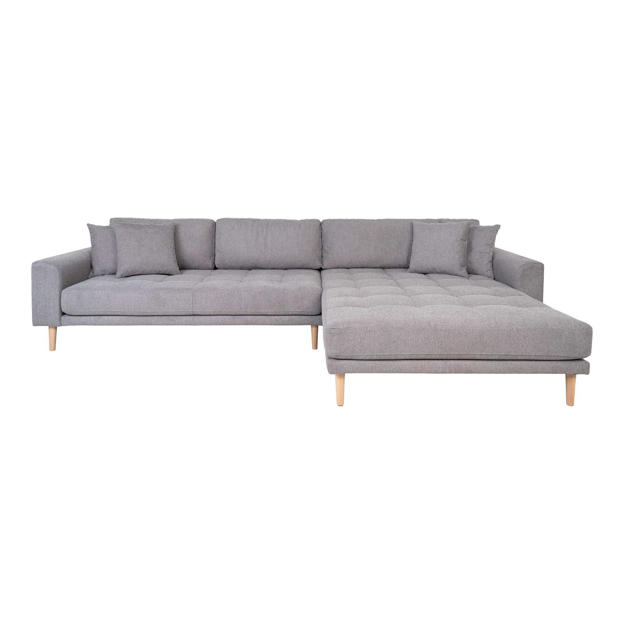 House Nordic Lido Loungesofa  Højre Chaiselong       Puder Lysegrå Polyester   Natur Bøg