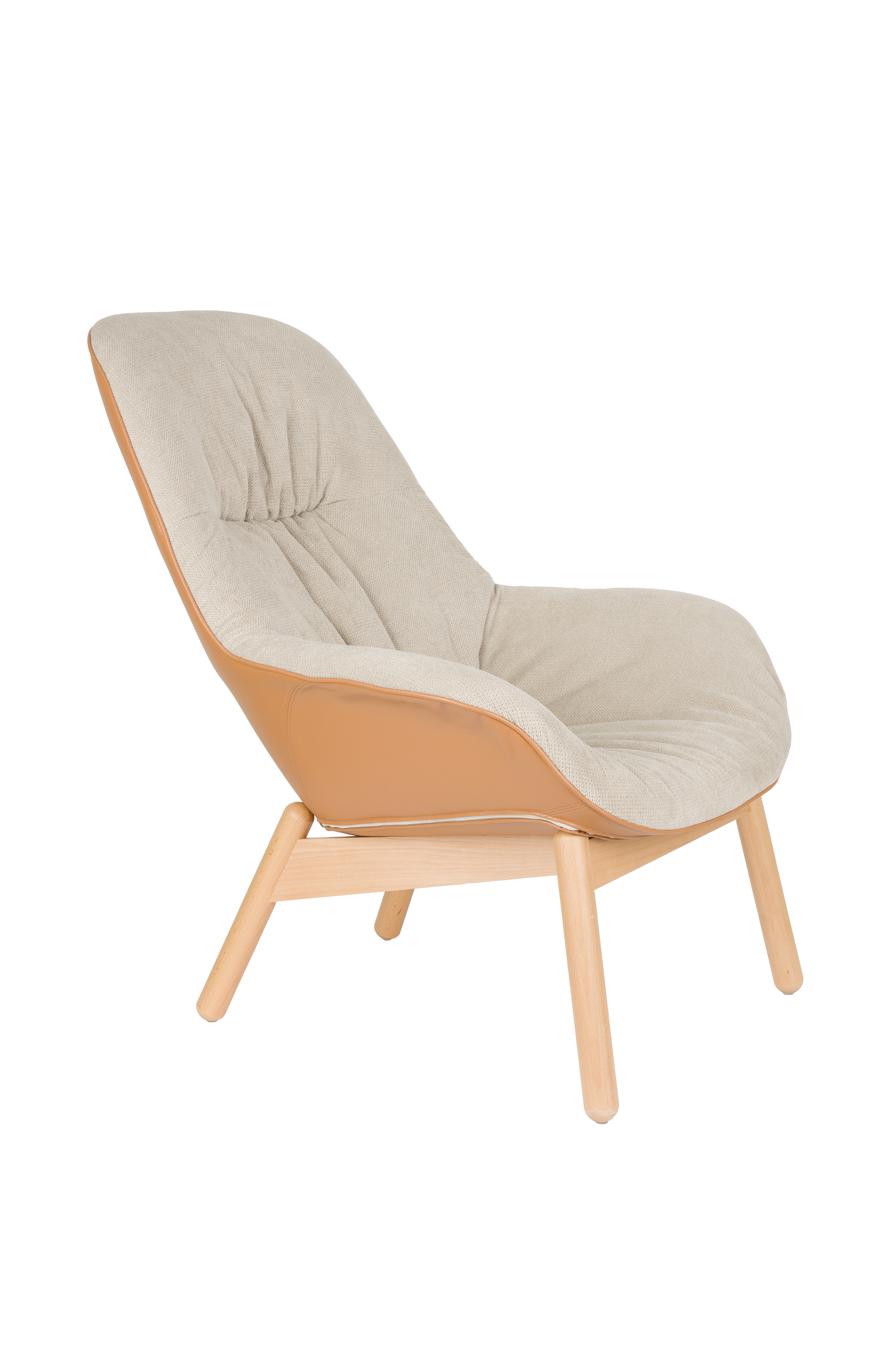 White Label Living Duke Loungestol     Armlæn Beige Polyester  Lysebrun Polypropylenplast  Bøg