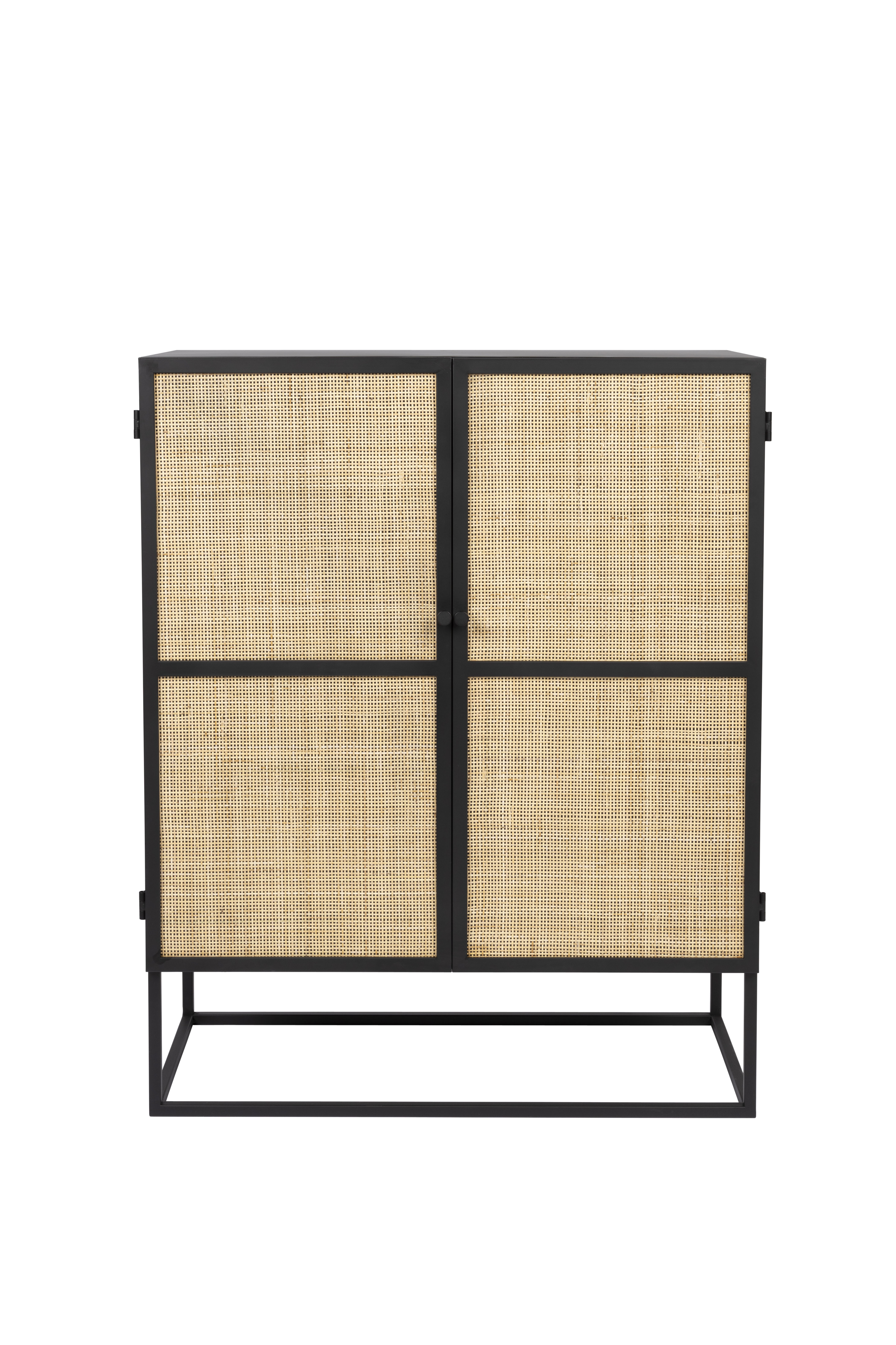 White Label Living Guuji Low Skab       Låger  Hylde Rattan   Sort Jern
