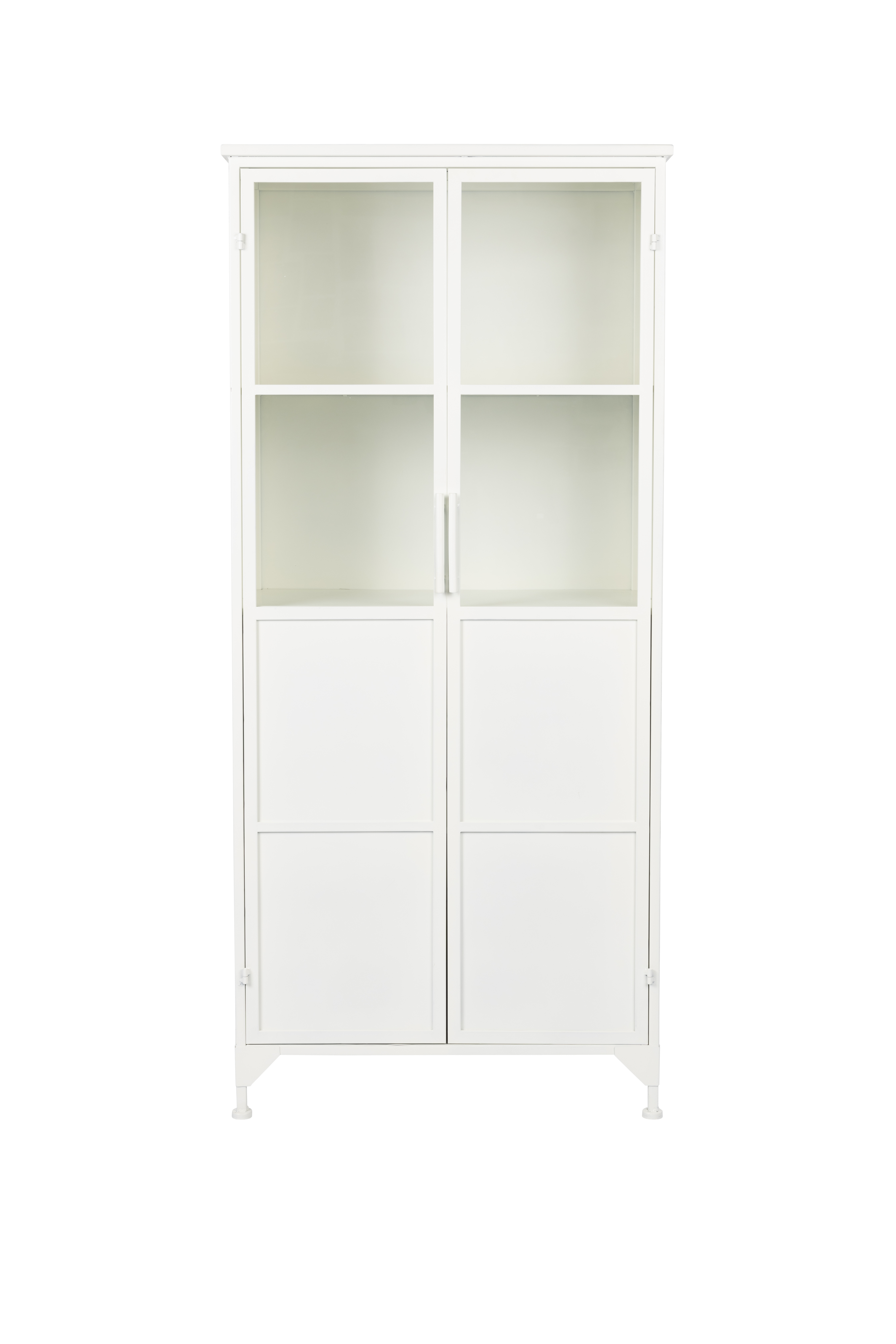 White Label Living Miya Høj Vitrineskab       Låger   Hylder Glas   Hvid Jern