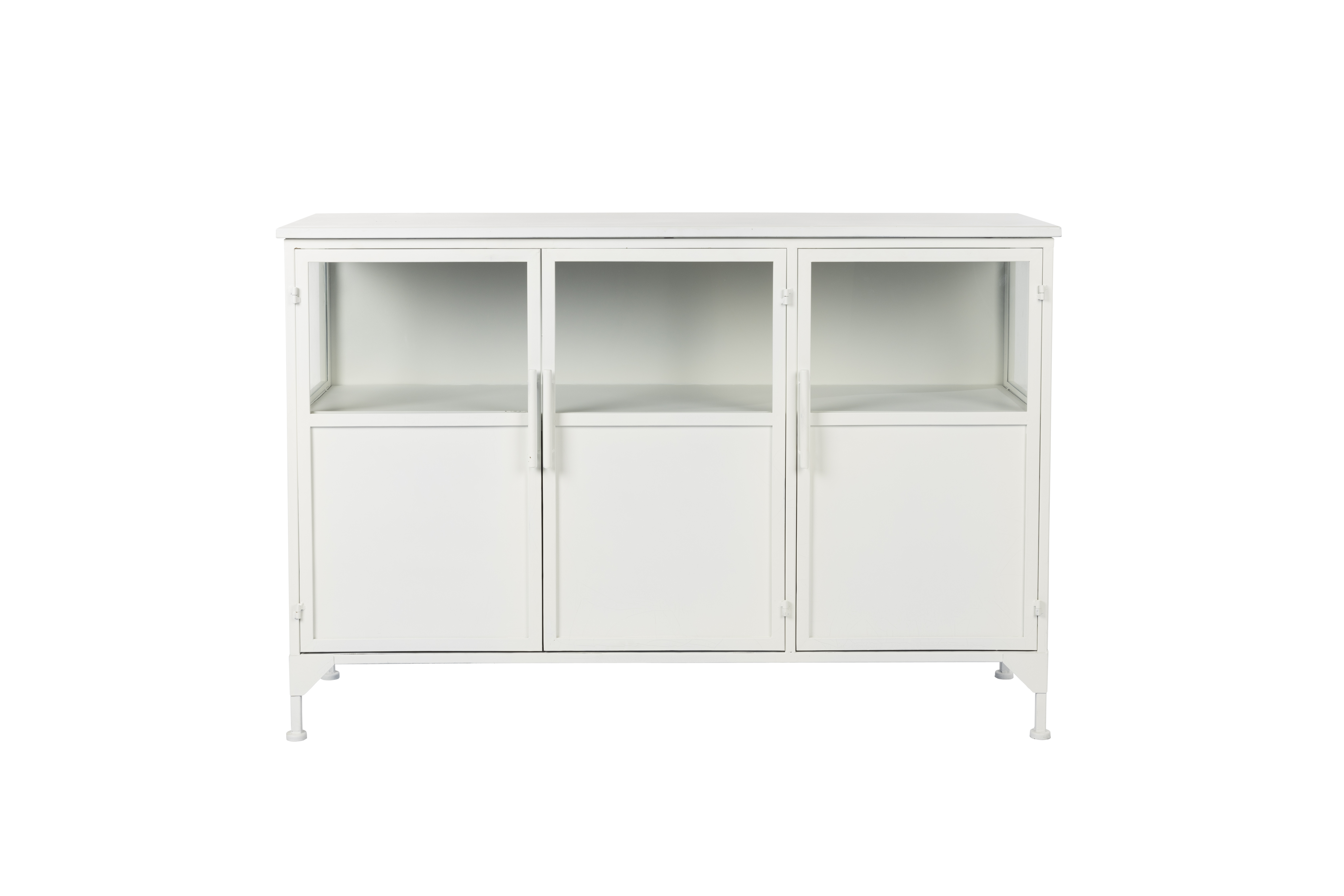 White Label Living Miya Low Vitrineskab       Låger   Hylder Glas   Hvid Jern