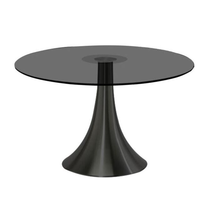 Kare Design Grande Possibilita Spisebord  Rund Røgfarvet Glas   Sort Aluminium  ø110