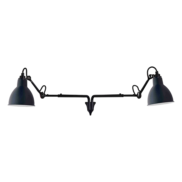 Lampe Gras N203 Væglampe Double Mat Sort   Mat Blå