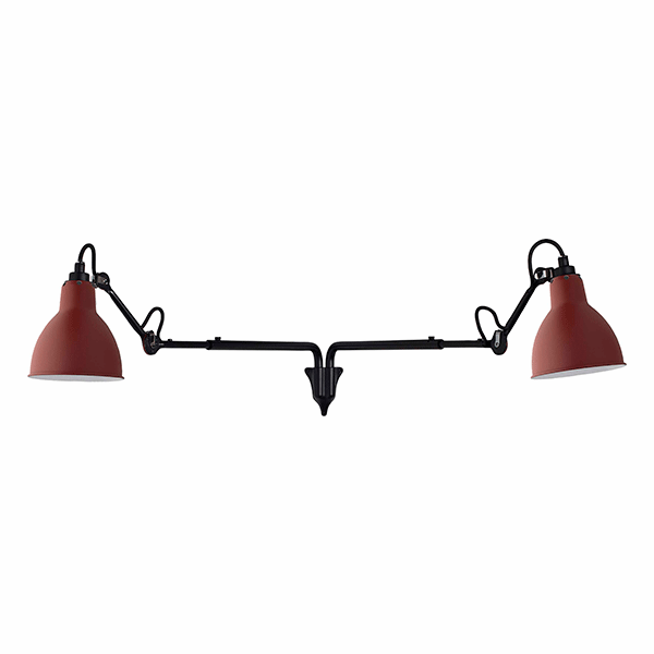 Lampe Gras N203 Væglampe Double Mat Sort   Mat Rød