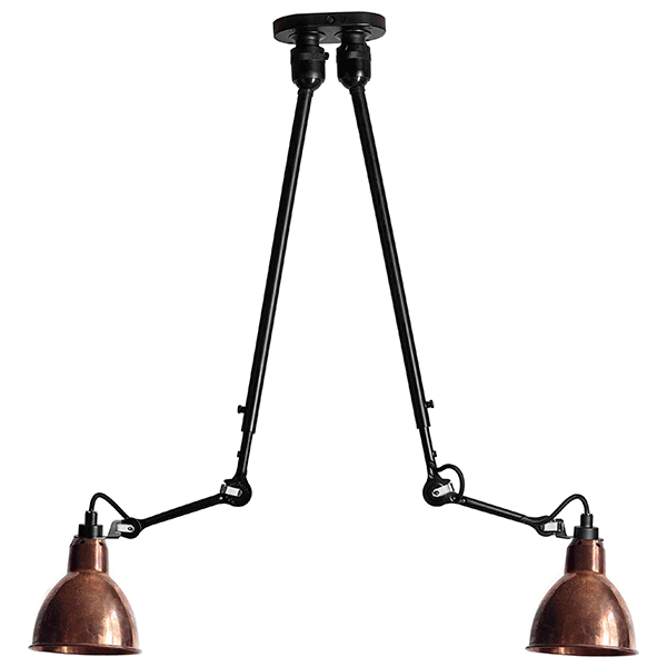 Lampe Gras N302 Loftlampe Double Mat Sort     Kobber
