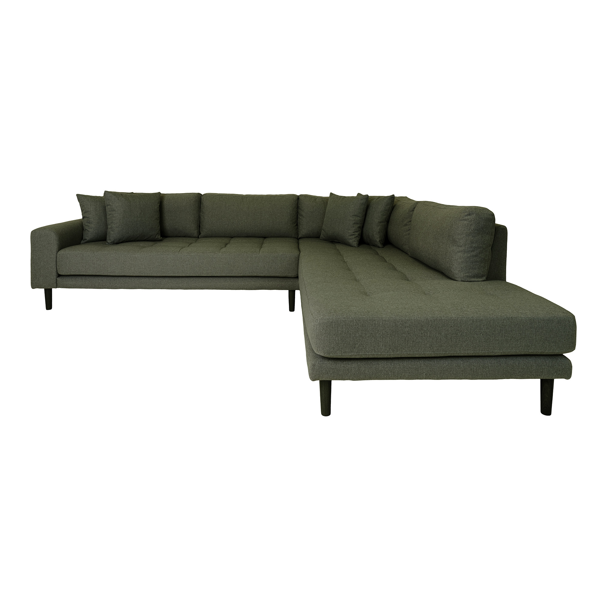 House Nordic Lido Hjørnesofa  Højrevendt       Puder Olivengrøn Polyester   Sort Træ