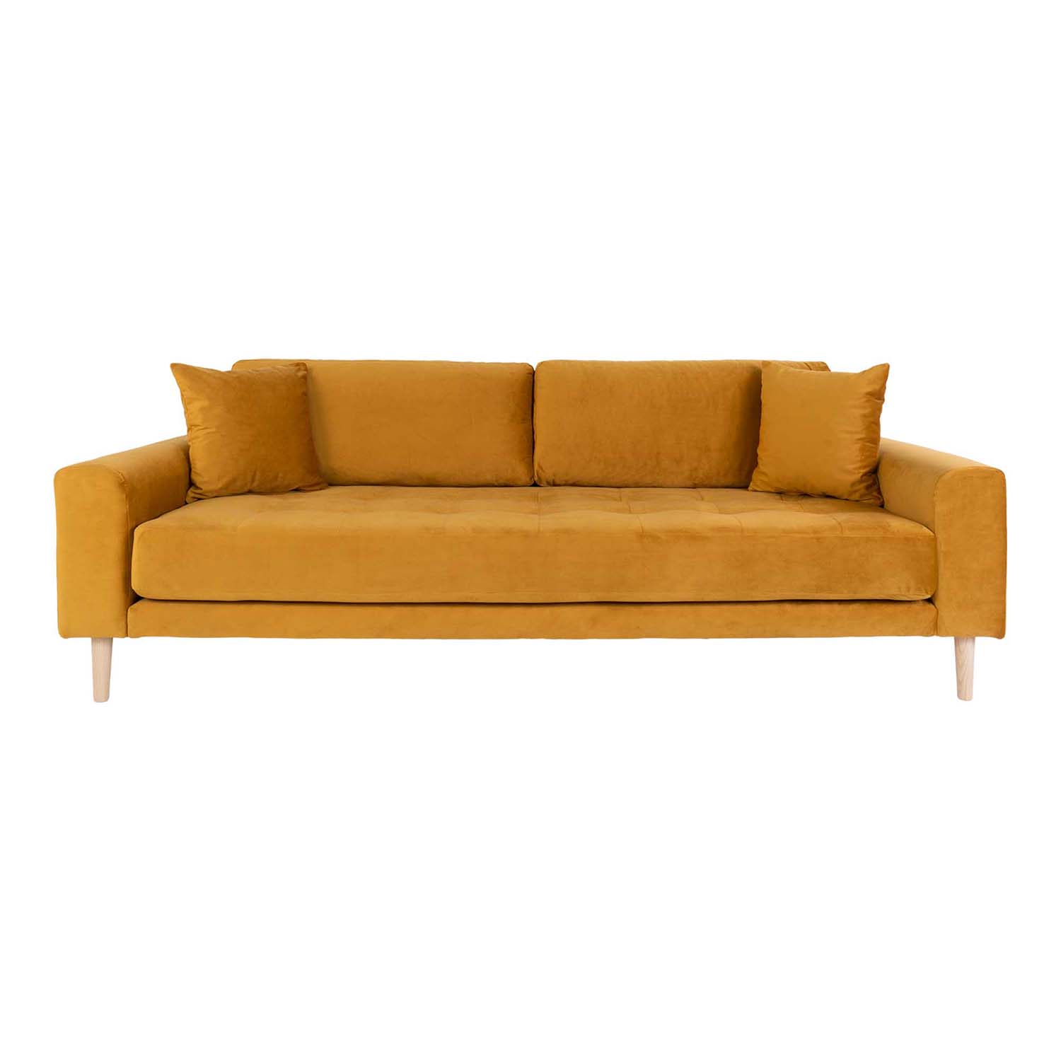 House Nordic Lido   Pers Sofa Sennepsgul Velour   Natur Træ
