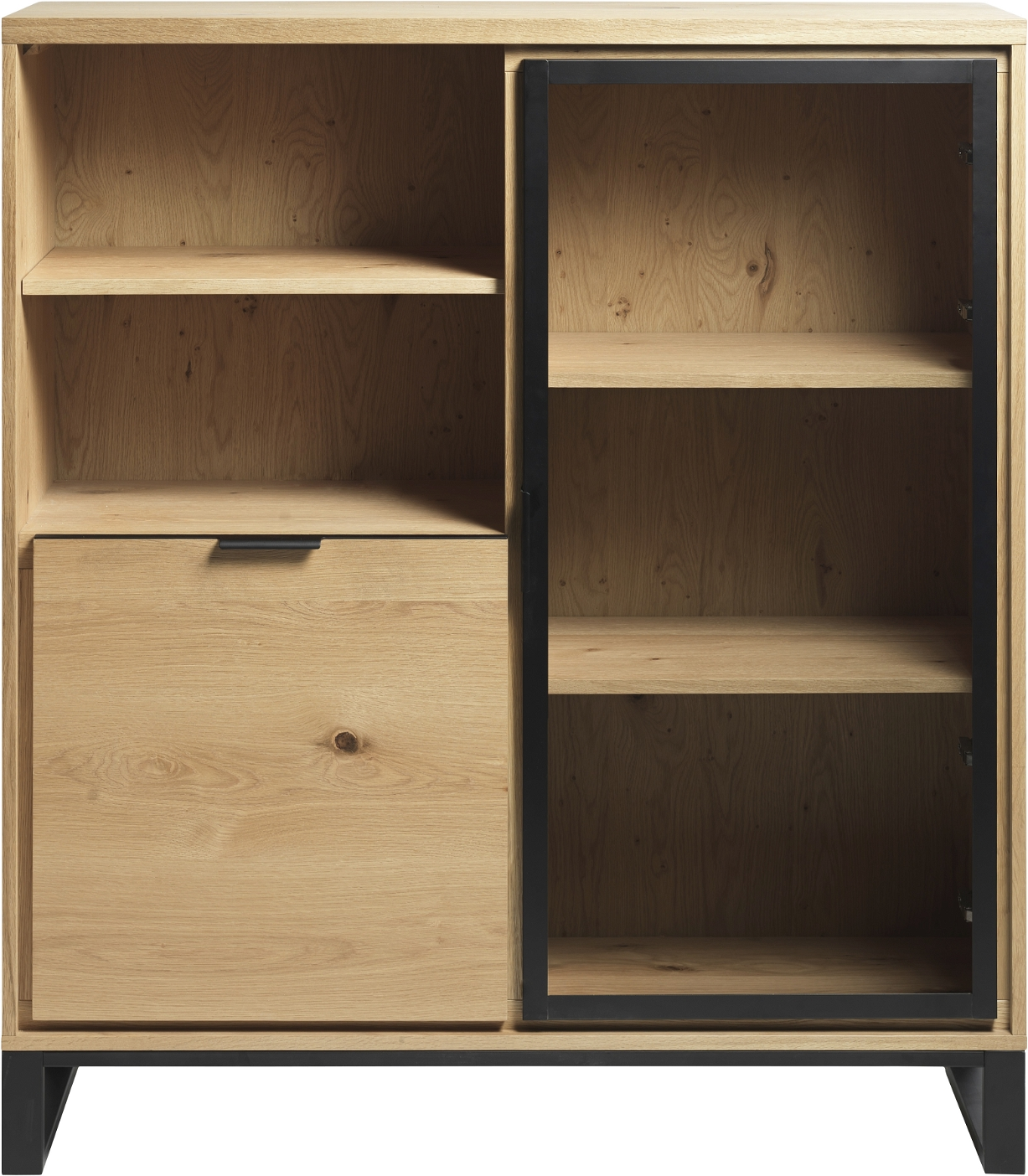 Livorno  Vitrineskab  Natur Sort  H139x123x42