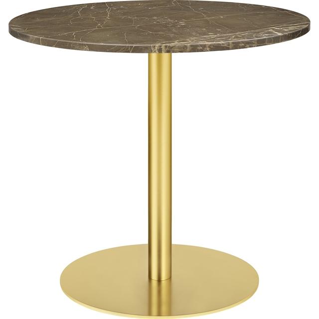 Gubi     Spisebord Rundt ø80      Messing Base   Brun Emperador Marmor Top