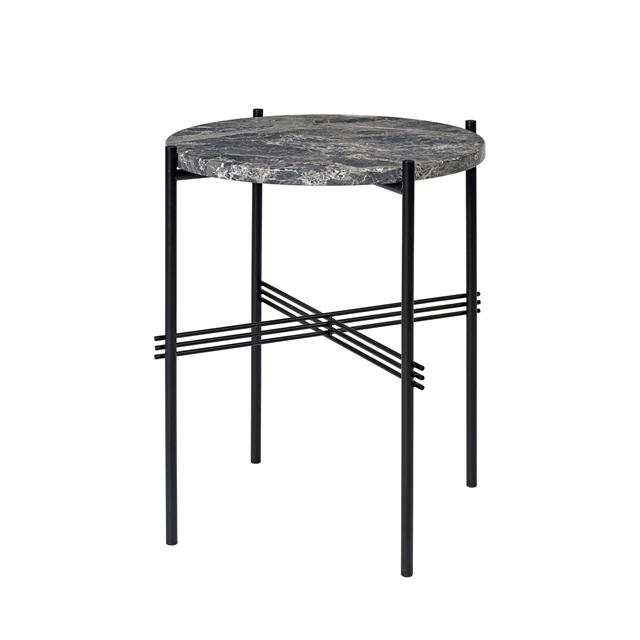 Gubi   Sidebord Rundt ø40 Sort Grå Emperador Marmor