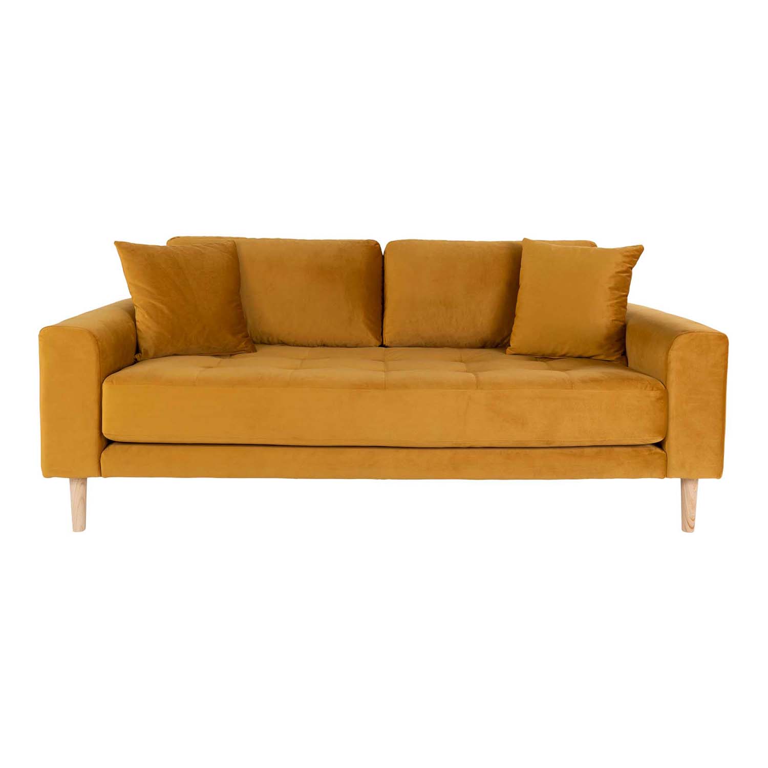 House Nordic Lido     Pers Sofa Sennepsgul Velour   Natur Træ