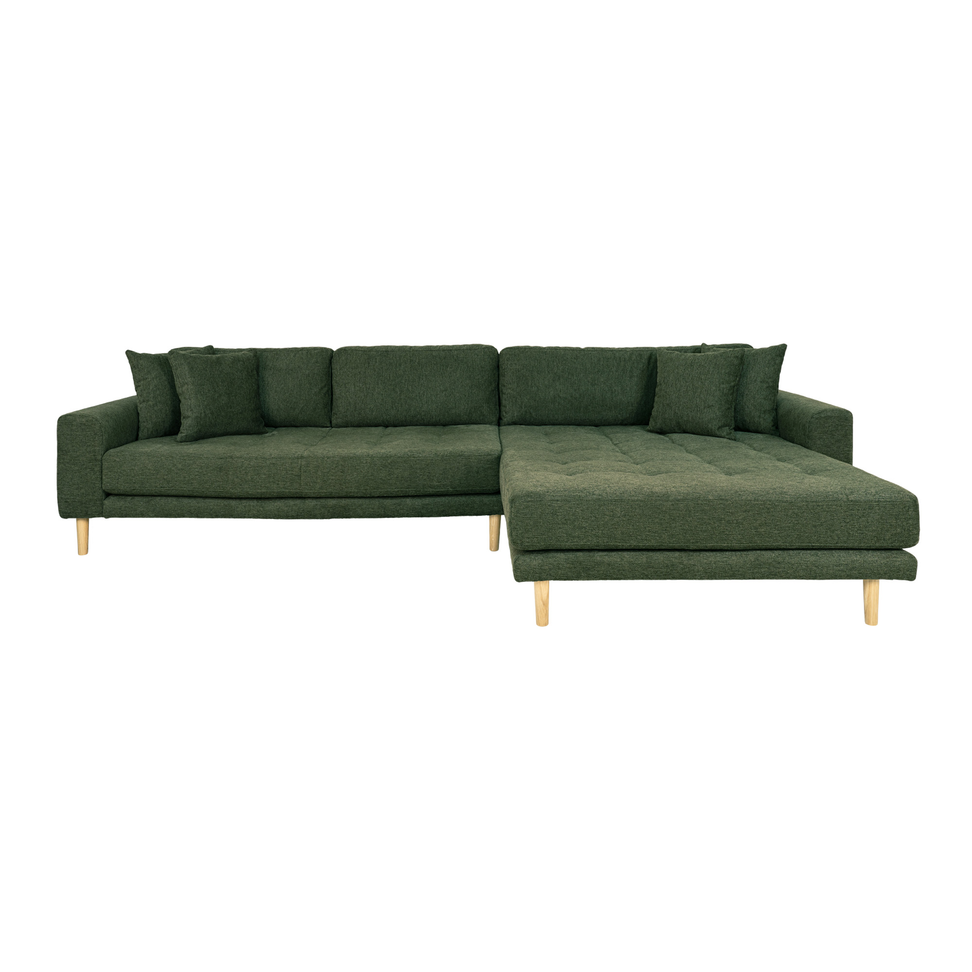 House Nordic Lido Loungesofa  Højre Chaiselong       Puder Olivengrøn Polyester   Egetræ