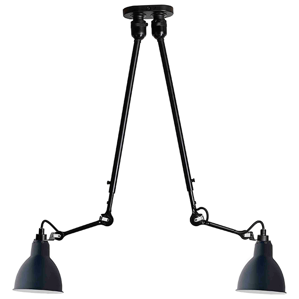 Lampe Gras N302 Loftlampe Double Mat Sort   Mat Blå