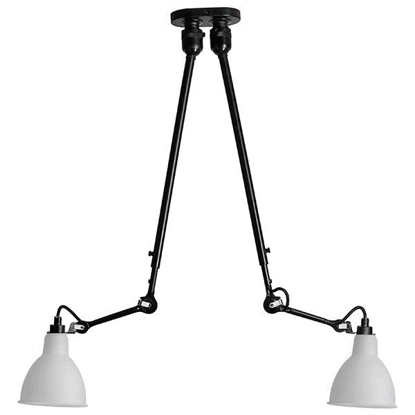 Lampe Gras N302 Loftlampe Double Mat Sort   Opal Polykarbonat